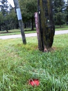 8403 Pioneer Circle - McGrath, Matt and Daria Located between driveway entrances - painted red.